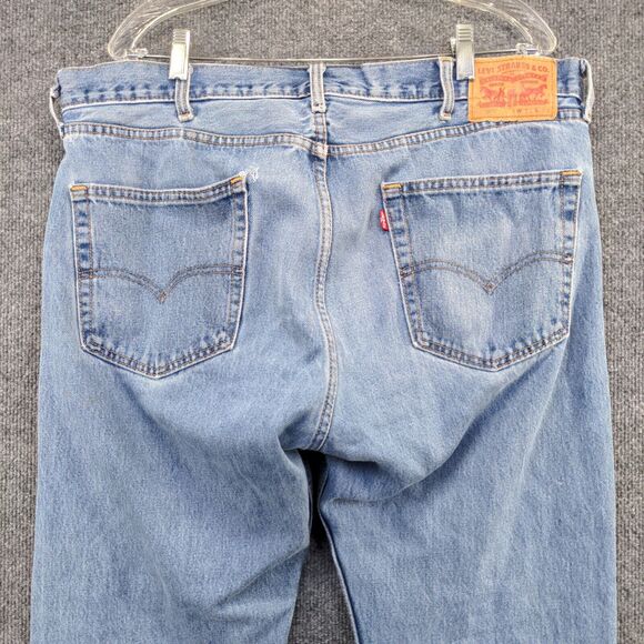 Levi's 505 Men's Regular Straight Fit Jeans Blue 38x30 Stone Wash Denim - Picture 6 of 14